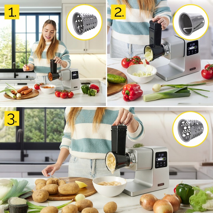 Maszynka do mięsa 7w1 Metalowa 4kg/min Yoer 2500W +Szatkownica+37