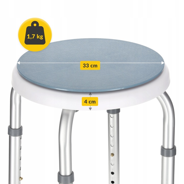 TABORET OBROTOWY STOŁEK SIEDZISKO DO WANNY POD PRYSZNIC REGULOWANA WYSOKOŚĆ