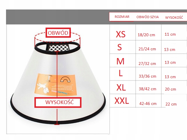 Kołnierz pooperacyjny dla psa obwód 21-24cm wys.13