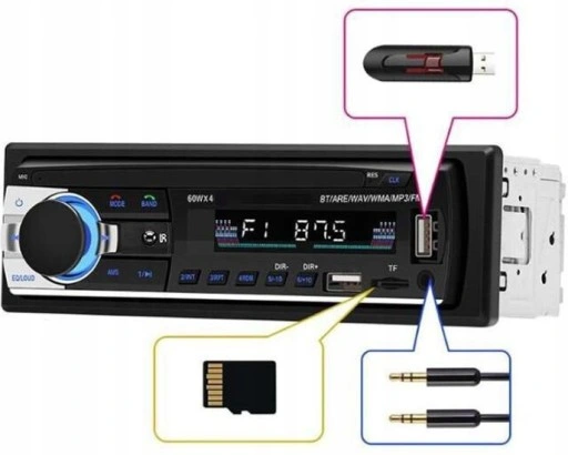 Radio Samochodowe Bluetooth 1Din USB AUX TF Pilot