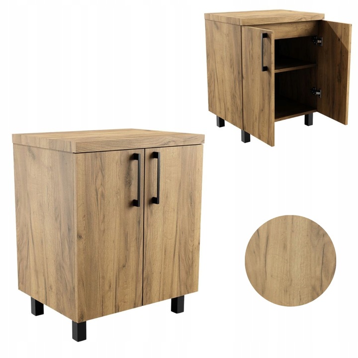 Szafka Łazienkowa Stojąca 60 cm Pod Umywalkę Nablatowa Komoda Dąb