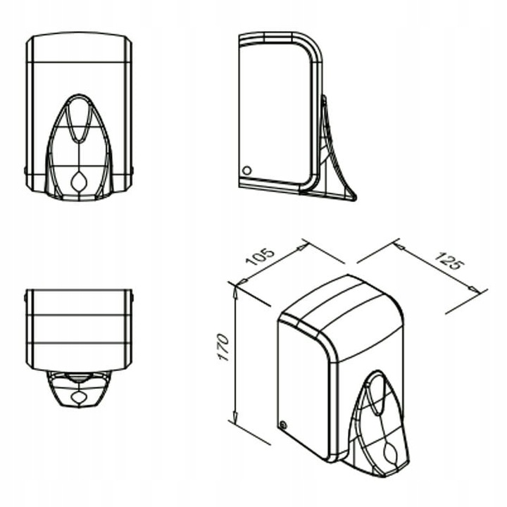 Dozownik Podajnik Dyspenser mydła w płynie 500 ml Czarny Ścienny ATEST PZH