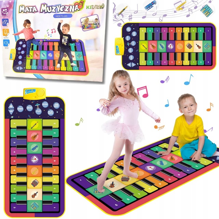 OGROMNA MATA MUZYCZNA DO TAŃCZENIA EDUKACYJNA INTERAKTYWNA GRA 140 X 70 CM