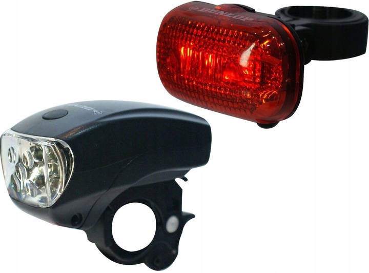 ZESTAW OŚWIETLENIA DO ROWERU LAMP ROWEROWYCH LED PRZÓD TYŁ DUNLOP