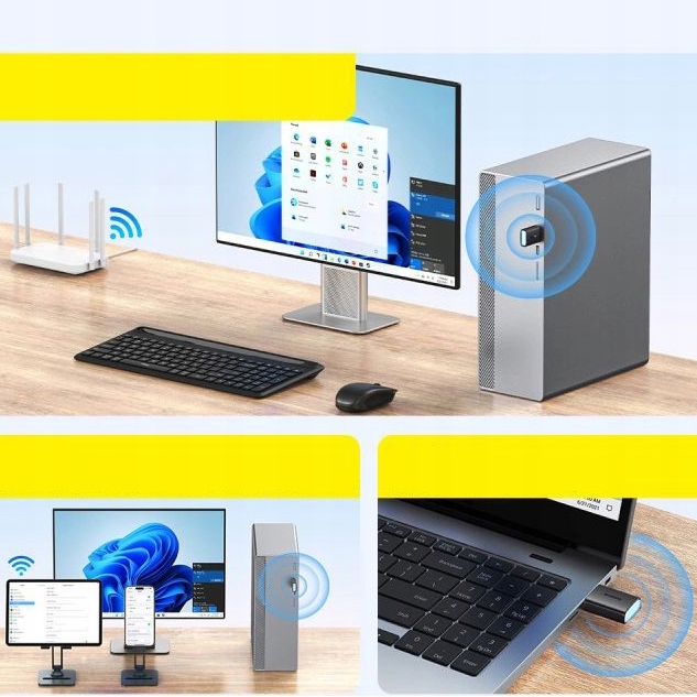 Karta sieciowa USB-A, Baseus 650Mb/s 5GHz, Ethernet, adapter, Karta LAN