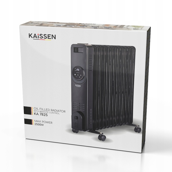 Grzejnik OLEJOWY Elektryczny 2500W 13 ŻEBER Kółka PILOT Timer