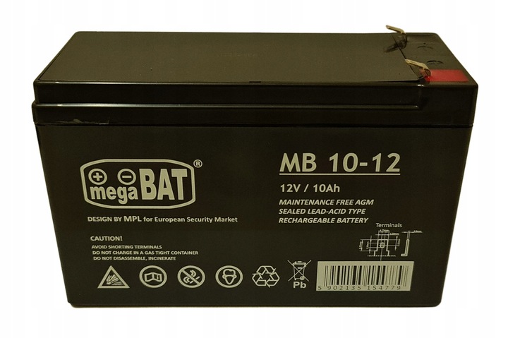 Akumulator AGM BEZOBSŁUGOWY 12V 10Ah (wymiar 7,2Ah/9Ah) ALARM UPS