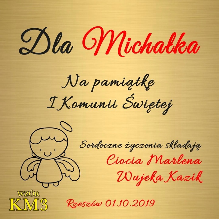 Pamiątka Pierwszej Komunii Świętej Pudełko z Grawerem Dedykacją Na Prezent