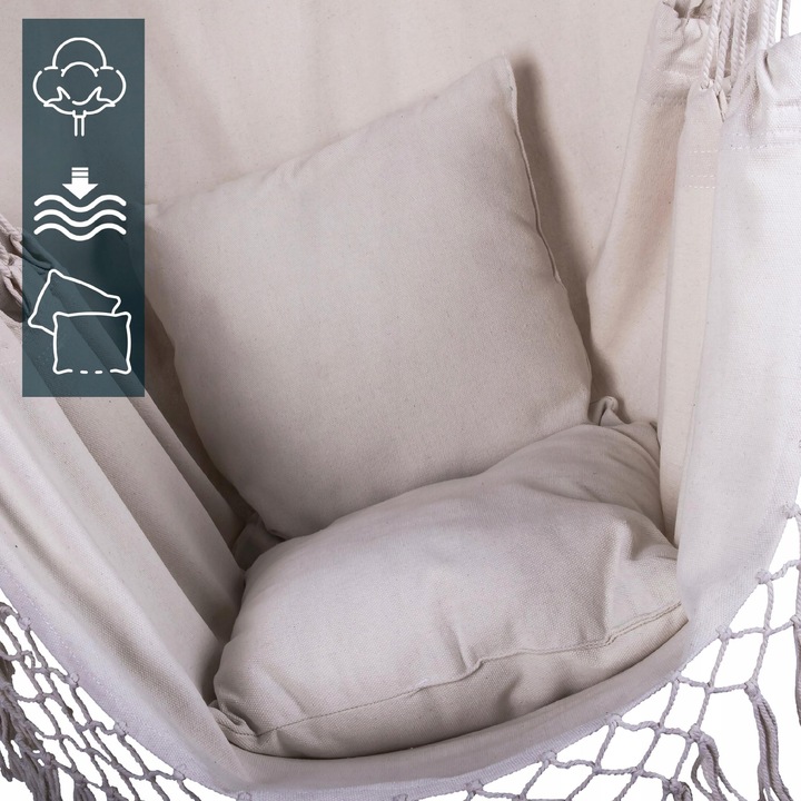 FOTEL WISZĄCY krzesło BRAZYLIJSKIE hamak 2X PODUSZKI huśtawka KOKON