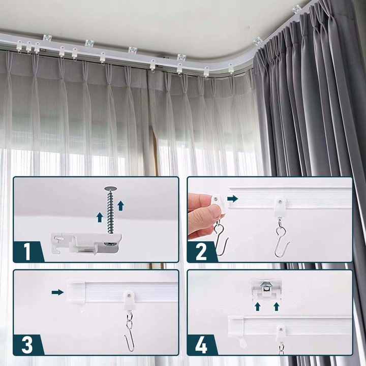 ELASTYCZNA SZYNA DO ZASŁON SUFITOWYCH ZAKRZYWIONY DRĄŻEK DO ZASŁON KARNISZ