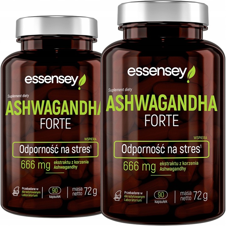 ASHWAGANDHA FORTE 666mg Mocny Ekstrakt Stres Sen Relaks Ashwaganda Korzeń