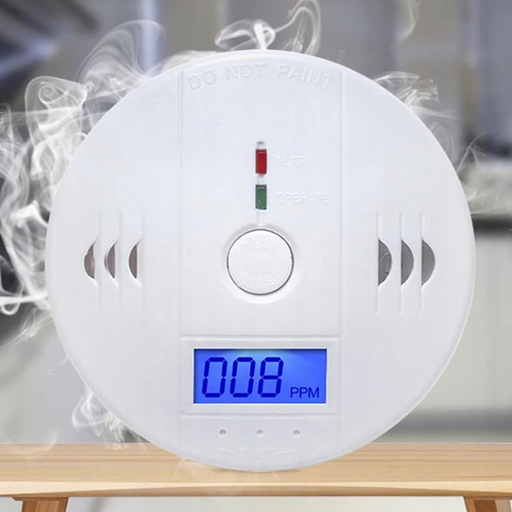 CZUJNIK CZADU TLENKU WĘGLA CO DETEKTOR WYKRYWACZ Z ALARMEM LCD CZUŁY