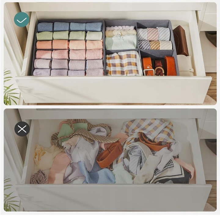 ORGANIZER NA BIELIZNĘ SKARPETKI DO SZUFLADY SZAFY ZESTAW POJEMNIK 6