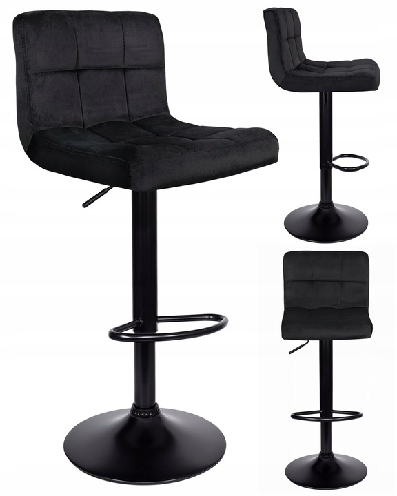 Hoker barowy czarny tapicerowany welur z oparciem regulowany glamour