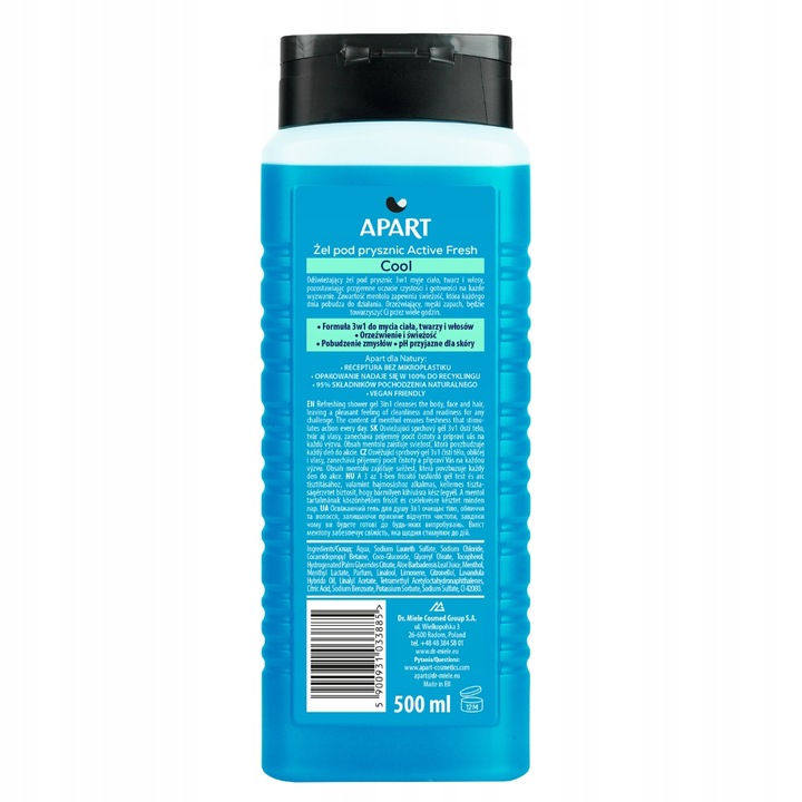 APART Żel pod Prysznic Męski 3w1, 4w1 Ciało, Twarz, Włosy, Broda 5 x 500ml