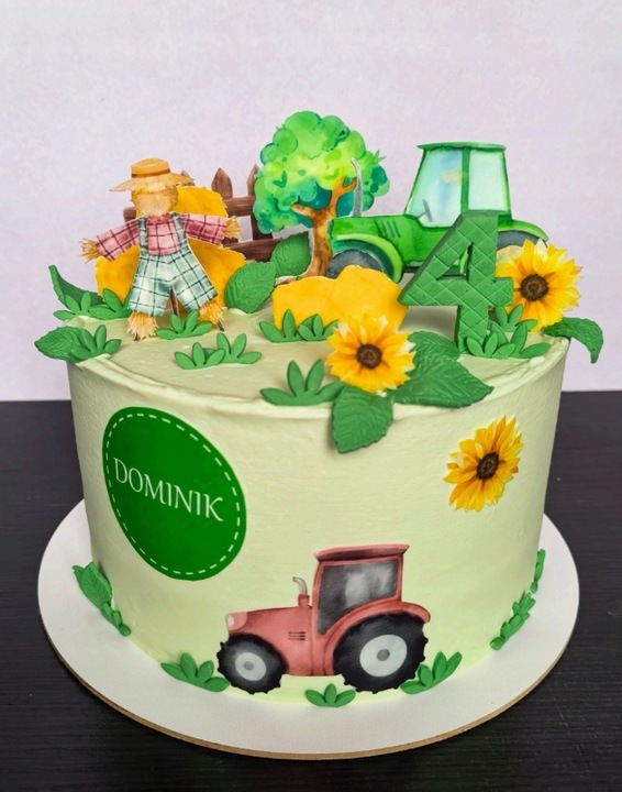 WYDRUK CUKROWY TRAKTOR CIĄGNIK CUKROWA DEKORACJA + TABLICZKA Z TEKSTEM