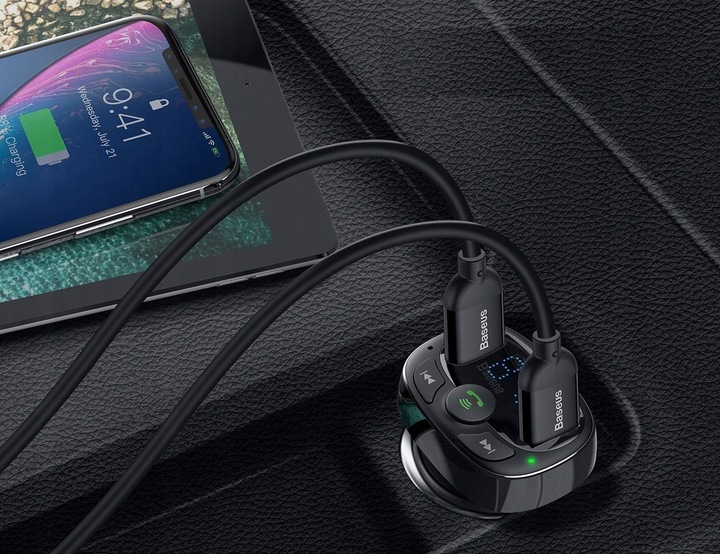 BASEUS TRANSMITER ŁADOWARKA 2xUSB FM BLUETOOTH CZYTNIK KART MICRO SD