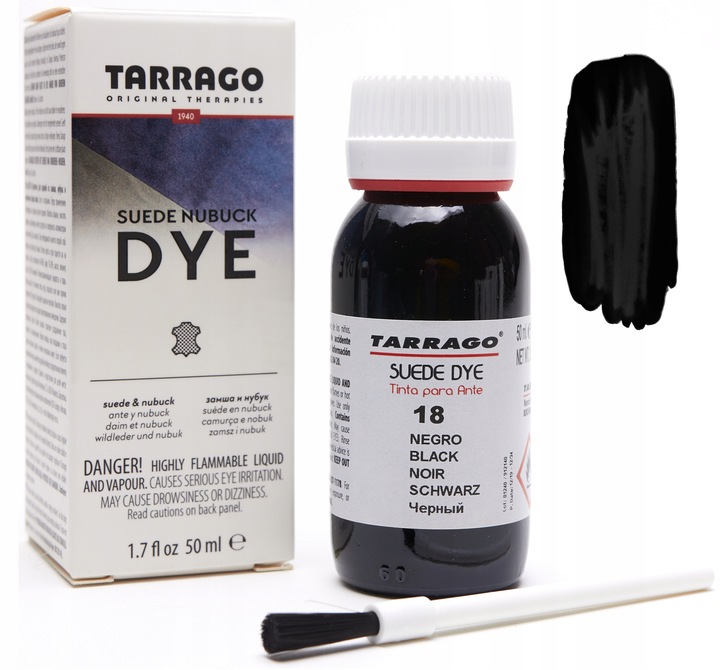 Farba do zamszu i nubuku - Tarrago Suede Nubuck Dye 50ml 18 Czarny