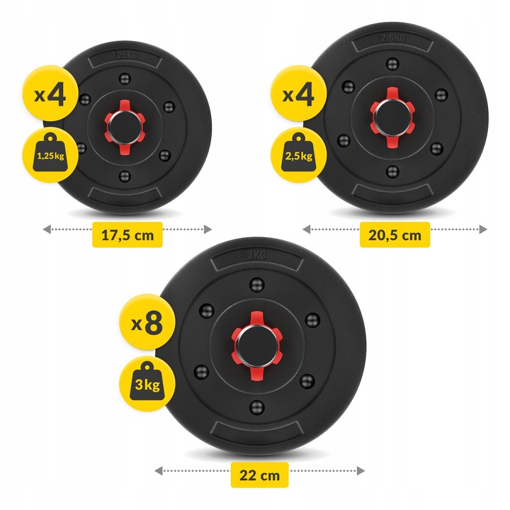 HANTLE BITUMICZNE REGULOWANE 2x20 KG DO ĆWICZEŃ SIŁOWYCH CIĘŻAR ZESTAW