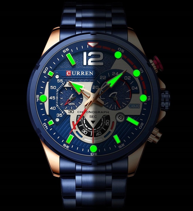 ZEGAREK MĘSKI CURREN KLASYCZNY ELEGANCKI CHRONOGRAF DATOWNIK 5 KOLORÓW