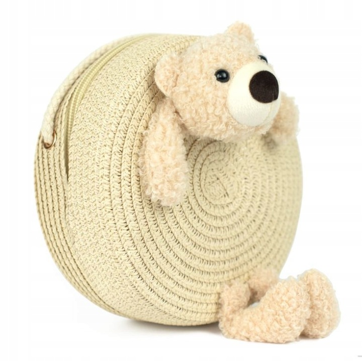 Torebka Dziecięca Pleciona Słomkowa z Misiem dla Dziewczynki na Lato