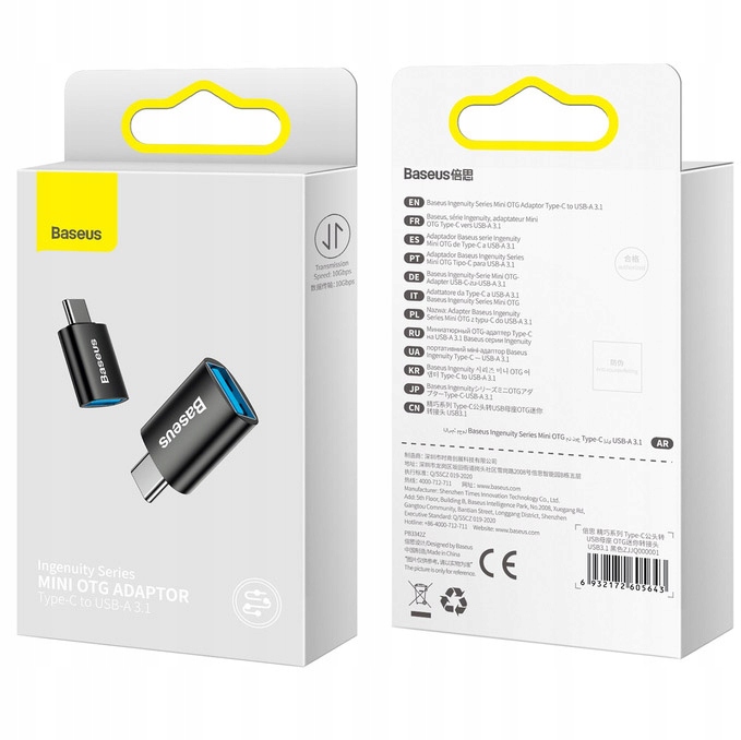 Baseus mini przejściówka, adapter USB-C na USB-A