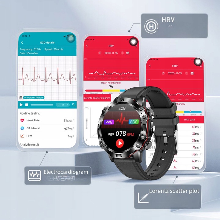 SMARTWATCH ZEGAREK MĘSKI KARDIOWATCH POMIAR GLUKOZY CUKRU EKG MENU POLSKIE