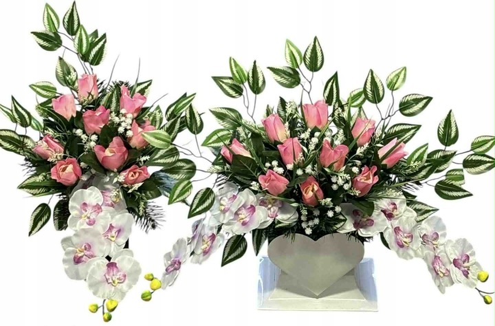 KOMPOZYCJA CMENTARZ KOMPLET STROIK GRÓB SERCE WAZON FLAKON POMNIK