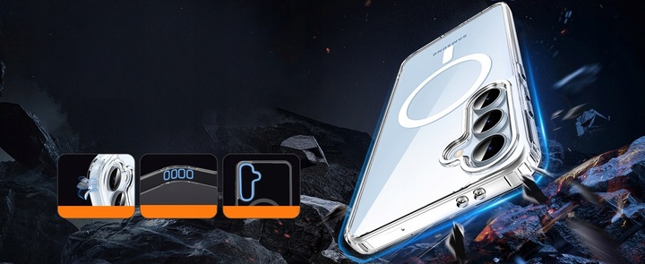Etui do SAMSUNG Galaxy S25 5G do MagSafe WZMACNIANE 360° CLEAR CASE + SZKŁO