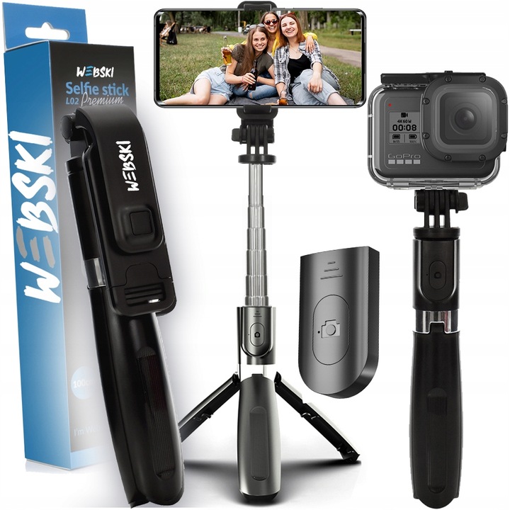 SELFIE-STICK KIJEK DO TELEFONU KAMER GOPRO STATYW SKŁADANY TRIPOD WEBSKI