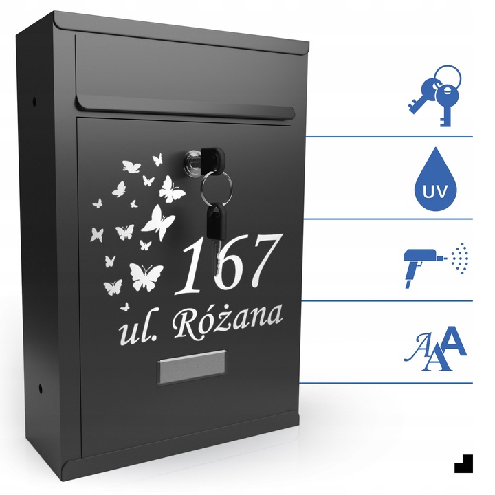 ANTYKOROZYJNA SKRZYNKA NA LISTY Z NUMEREM DOMU | POCZTOWA ADRES |A4