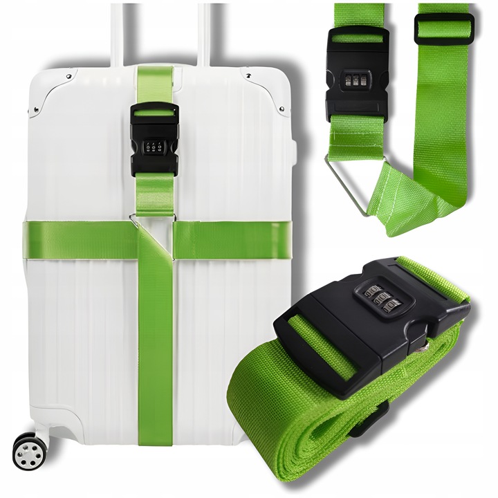 PAS DO WALIZKI ZABEZPIECZAJĄCY SPINAJĄCY BAGAŻ PODWÓJNY Z SZYFREM LIMONKOWY