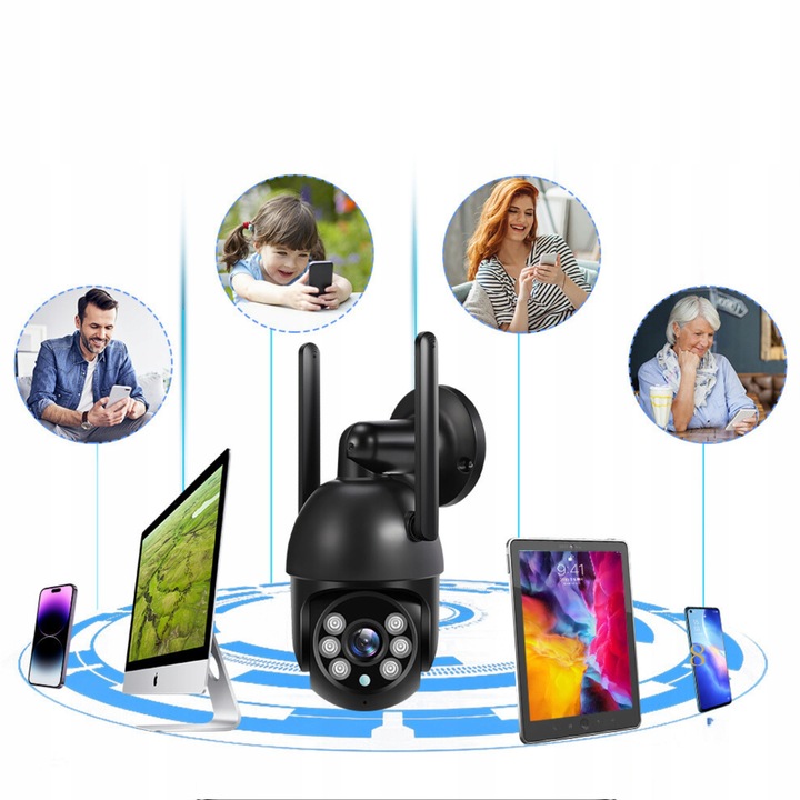 Zewnętrzna Kamera IP WiFi 8MP TUYA Ultra HD 4K ZOOM Z MIKROFONEM SD CZARNA