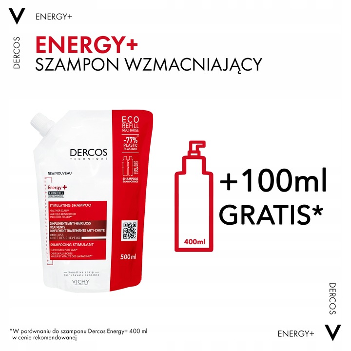 Vichy Dercos Energy+ Refill Szampon Przeciw Wypadaniu Włosów 500 ml