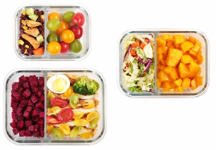 LUNCHBOX POJEMNIK SZKLANY NA ŻYWNOŚĆ ZESTAW 3SZT DWUKOMOROWE HERMETYCZNE