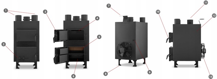 Piec szamotowy z nadmuchem NADMUCHOWY grzewczy WENTYLATOR koza 20kW