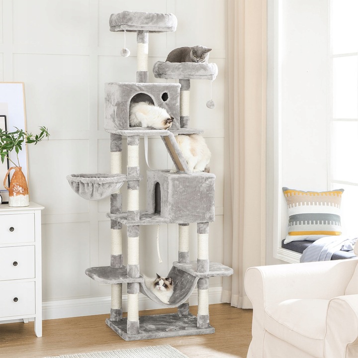 DRAPAK DRZEWO WIEŻA DOMEK DLA KOTA DUŻA 206CM SZARA XXL