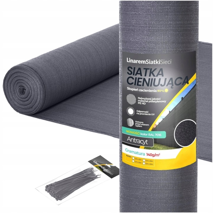 SIATKA CIENIUJĄCA 1,5x25m MASKUJĄCA 90% OSŁONA MATA NA OGRODZENIE PŁOT