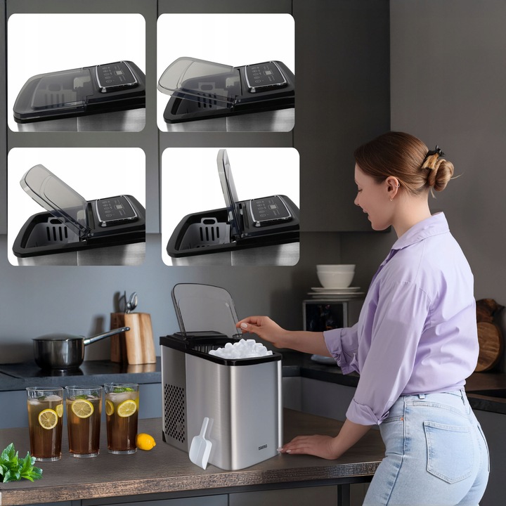 Kostkarka do lodu EBERG domowa maszyna do kostek 12kg 160W ekspresowy