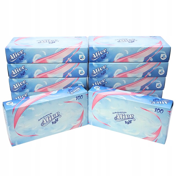 CHUSTECZKI HIGIENICZNE Alice 12x 100 sztuk 2W CELULOZA WYCIĄGANE W PUDEŁKU