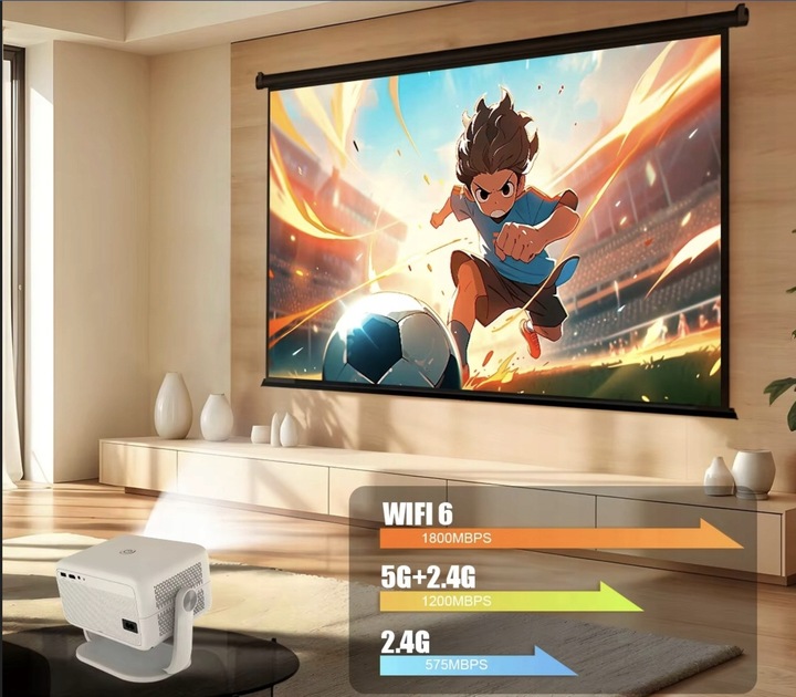 PROJEKTOR MAGCUBIC L018 4K 1080p ANDROID TV WiFi GŁOŚNIK BT NETFLIX