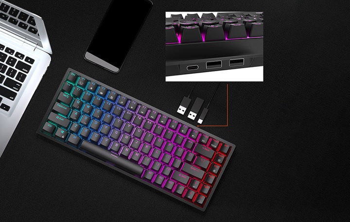 Bezprzewodowa Klawiatura Mechaniczna Royal Kludge Rk84 Red Switch Rgb
