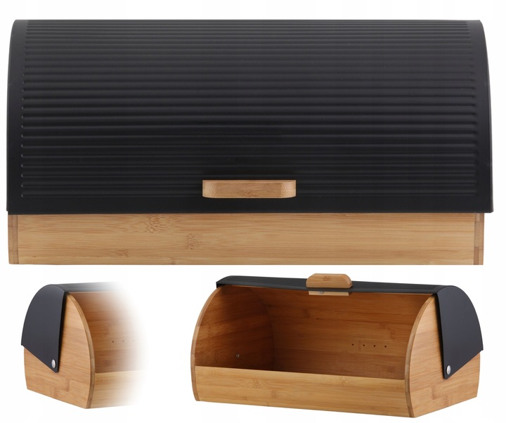 CHLEBAK POJEMNIK NA CHLEB PIECZYWO CZARNY DUŻY BAMBUSOWY