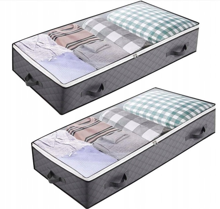 DUŻY ORGANIZER POJEMNIK POKROWIEC POD ŁÓŻKO Na POŚCIEL KOŁDRĘ ZABAWKI