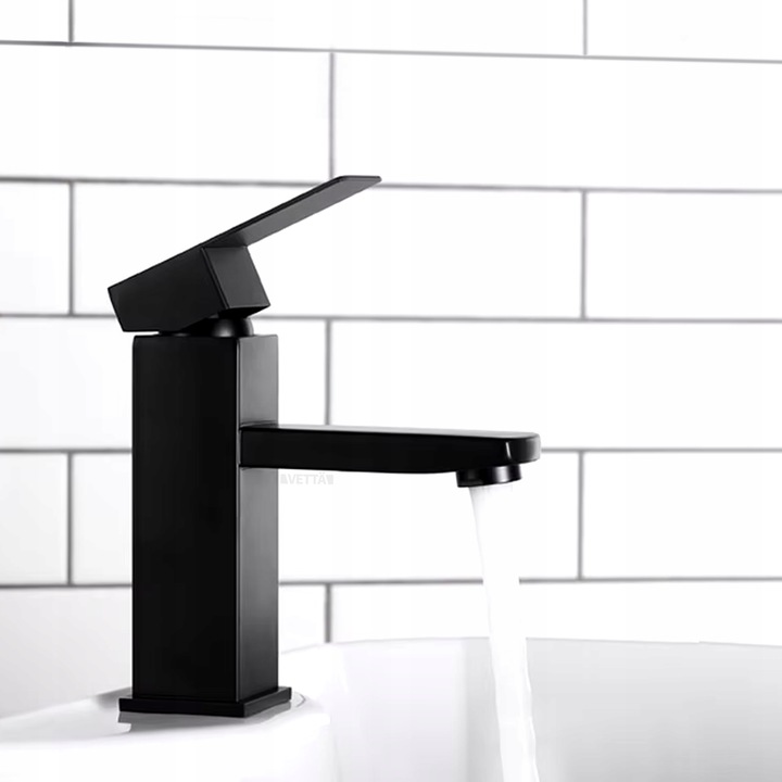 Bateria stojąca umywalkowa kran do umywalki zlewu czarna matowa niska