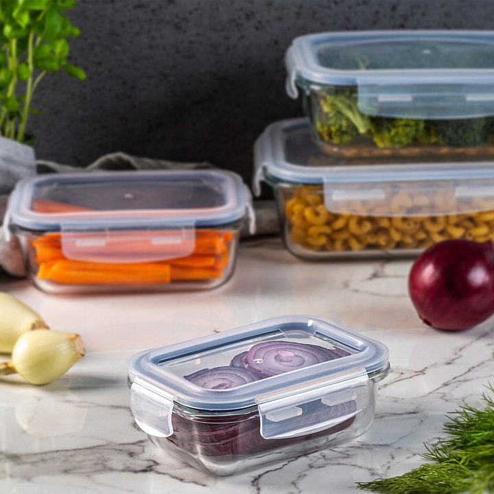 6x SZKLANE POJEMNIKI NA ŻYWNOŚĆ POJEMNIK LUNCHBOX DO LODÓWKI MIKROFALI