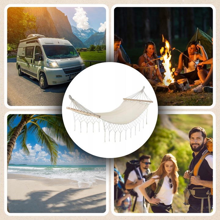 Wygodny HAMAK OGRODOWY BOHO makrama HUŚTAWKA ogrodowa LEŻAK WISZĄCY mocny