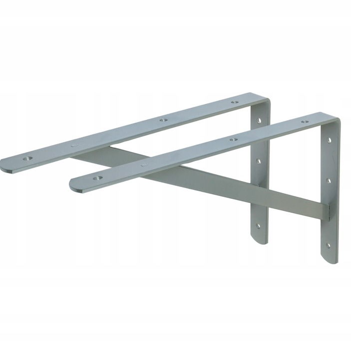 Srebrny wspornik półki 40 cm podpórka uchwyt do półki drewnianej mocny