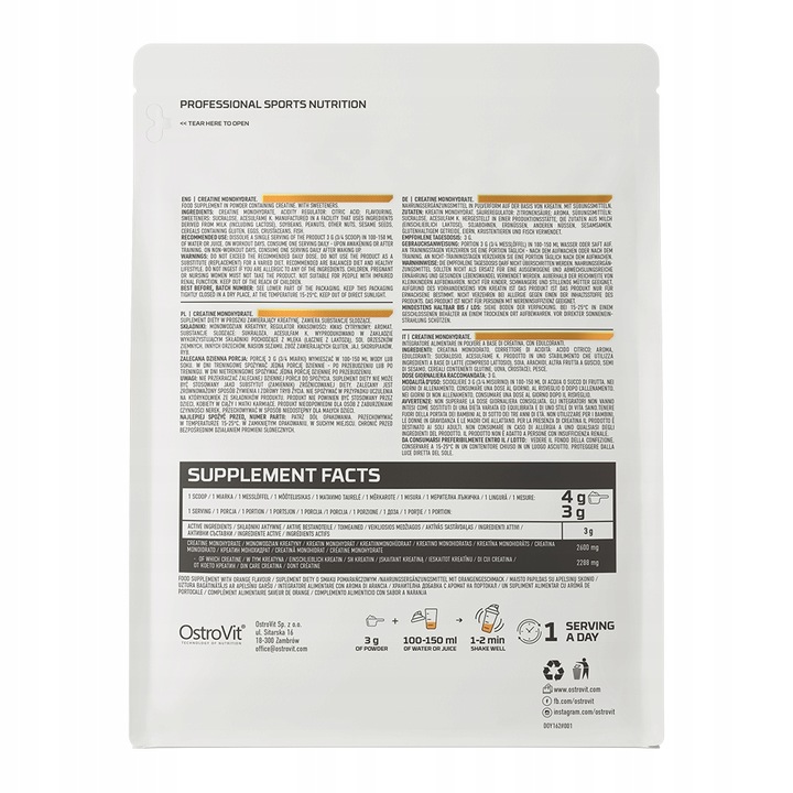 OstroVit Creatine Monohydrate 300 g KREATYNA
