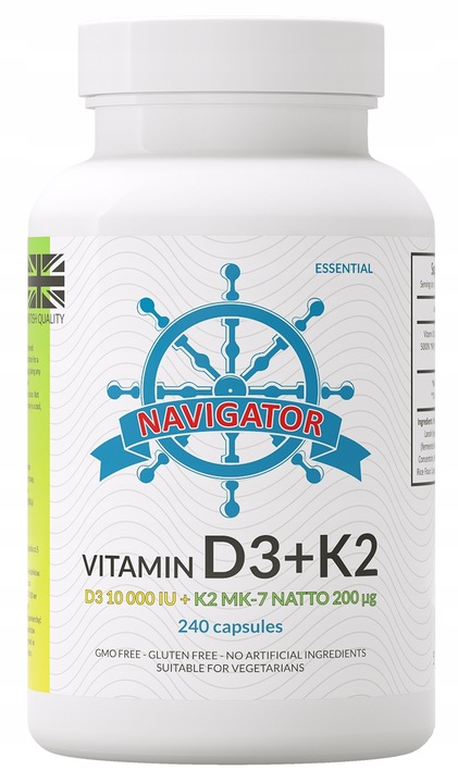 Navigator Witamina D3 10000 IU K2 MK-7 Natto 200 mcg 240 kapsułek + GRATIS